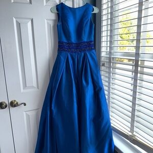 Elegant Royal Blue Beaded Waist Formal Concert / Prom / Evening Gown, Size 0, 00
